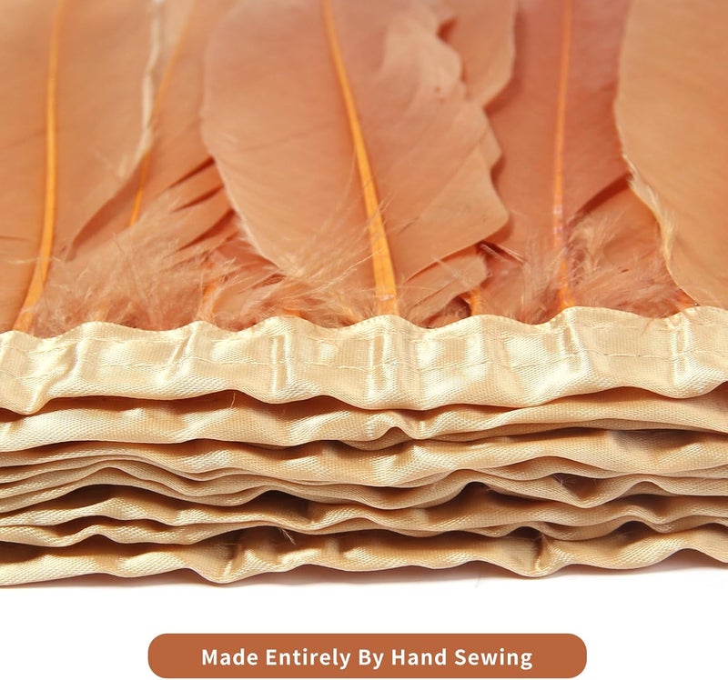 MAOFENG 2 Yards Natural Goose Feathers Trim Sewing Fringe Fashion Dress Sewing 6-8inch for DIY Handicrafts Costumes Decoration,Brown - Image 3
